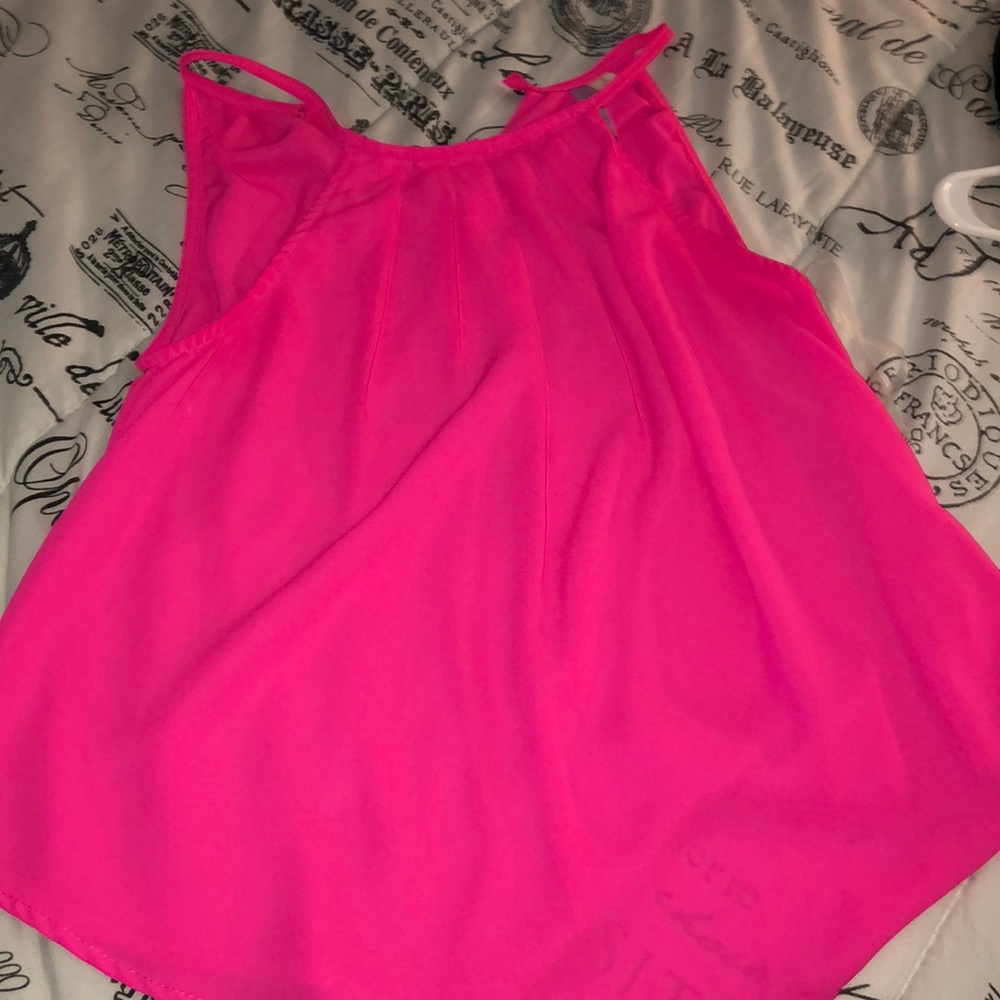 Hot Pink Pleated  Halter Tank